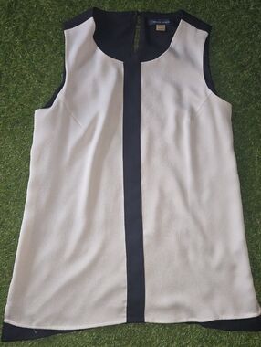 Tommy Hilfiger Black and White Colorblock Sleeveless Shift Top